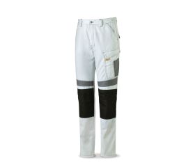 588PCBG Pantalón CANVAS blanco/gris poliéster/algodón 245 g. Multibolsillos